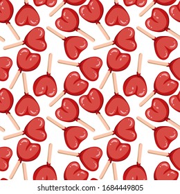 Candy love pattern seamless. Lollipops in the form of heart. Cute stylish print for textile, fabrics, wrapping. Vector illustration