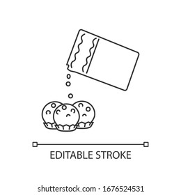 Candy making pixel perfect linear icon. Thin line customizable illustration. Sweet dessert cooking, sugar confection preparation contour symbol. Vector isolated outline drawing. Editable stroke