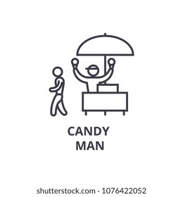 candy man thin line icon, sign, symbol, illustation, linear concept, vector 