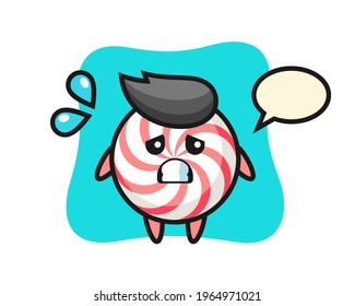 Candy mascot character with afraid gesture, cute style design for t shirt, sticker, logo element
