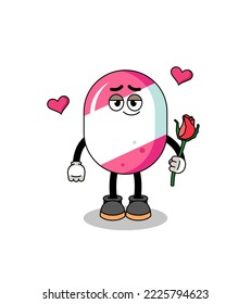 candy mascot falling in love , character design