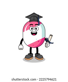 candy mascot with graduation pose , character design