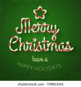 Candy Merry Christmas Vector Lettering