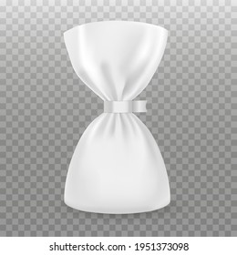 La burla a los dulces aislada en un fondo transparente. Revestimiento blanco Chocolate atado con una cinta. Vector 3d realista. Envoltura. plantilla en blanco para marca. Listo para el diseño. EPS10. 