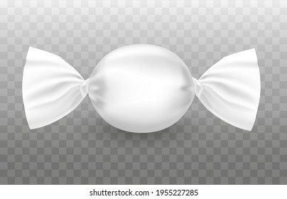 Candy mockup isolated on transparent background. Round Wrapper. Vector 3d realistic. White packaging. blank template for branding. Ready for design. EPS10.