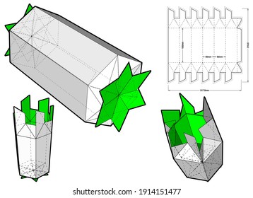 Candy model box and Die-cut Pattern. The .eps file is full scale and fully functional. Prepared for real cardboard production.