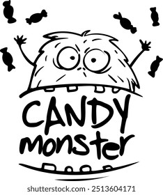 Candy monster. Happy Halloween. Halloween vector illustration