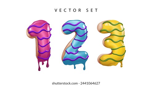 Candy numbers illustration. Sweet number set