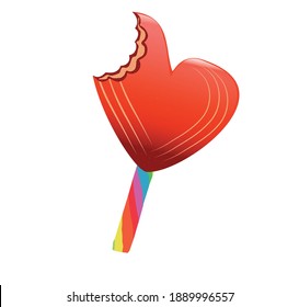 Candy on a stick in the form of a heart. Gift for Valentine's Day.