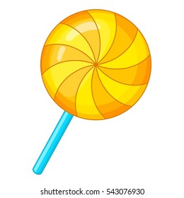 Candy on a stick icon. Cartoon illustration of candy on a stick vector icon for web design