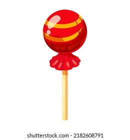 Candy on a stick isometric 3d sweet. Lollipop caramel vector