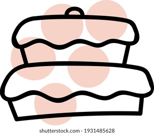 Candy with one candle, illustration, vector on white background.