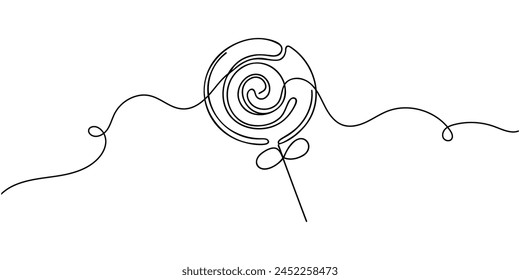 Candy in one continuous line drawing, . Contour icon. Doodle vector illustration.