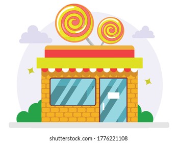 Bonbons online kaufen flaches Design, Vektordesign