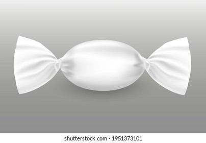 Candy oval Wrapper mockup. Vector 3d realistic. White packaging. blank template for branding. Ready for design. EPS10. 