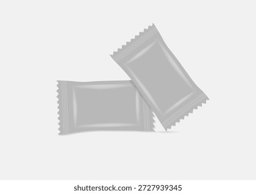 Candy Packet Mockup Design mit realistischen Snack Wrapper Verpackung Vektorgrafik