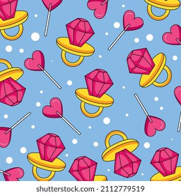 90´s candy pattern background over blue background. vector illustration