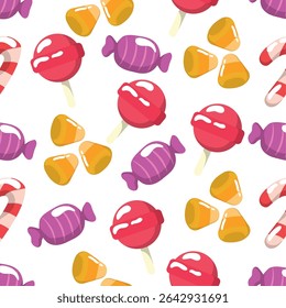Candy pattern with lollipops. Vector illustration