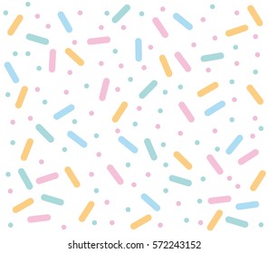 Candy pattern on white background.  Donut seamless pattern on white background. Confetti  pattern  vector. 