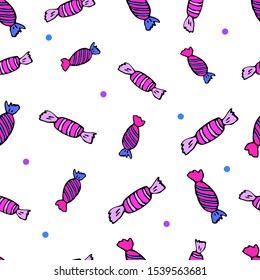 Candy pattern. Seamless vector pattern with colorful sweets. Candy for Halloween party. Vector candy for the web, for a card, scrapbooking.