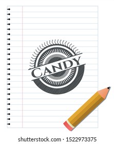 Candy pencil strokes emblem. Vector Illustration. Detailed.