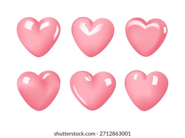 Candy Pink 3D Heart Set Variantes lindas de forma brillante
