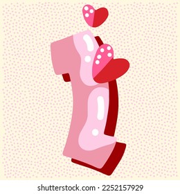 Diseño de fuente brillante color rosa dulce. Las letras de decoración de color rosa pastel y de papel al corazón ABC. Dulces para chicas. Letra I