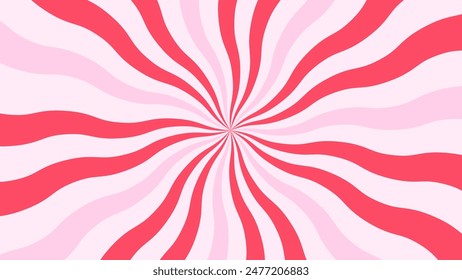 Candy pink striped background. Abstract distorted rays pattern.