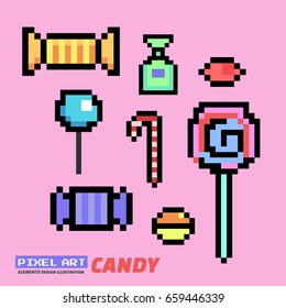 Candy - Pixel Art Elements Design Illustration and icon