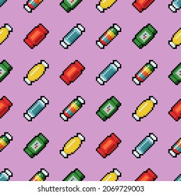 candy pixel art seamless pattern illustration vector