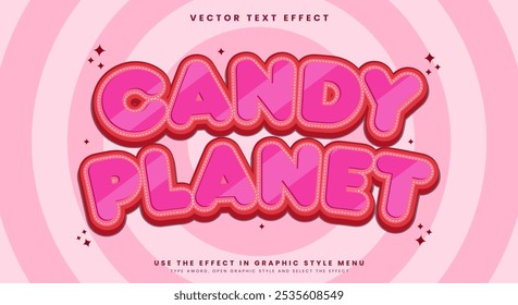 Candy Planet 3d Editable Text effect Template with Cartoon Style template