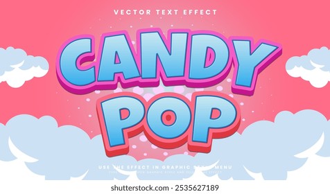 Candy Pop 3d Editable Text effect Template with Cloud Style template