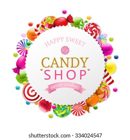 Candy Poster With Gradient Mesh, Vector Illustration