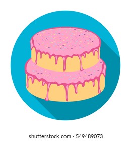 ?ake with candy powder icon in flat style isolated on white background. Cakes symbol stock vector illustration.