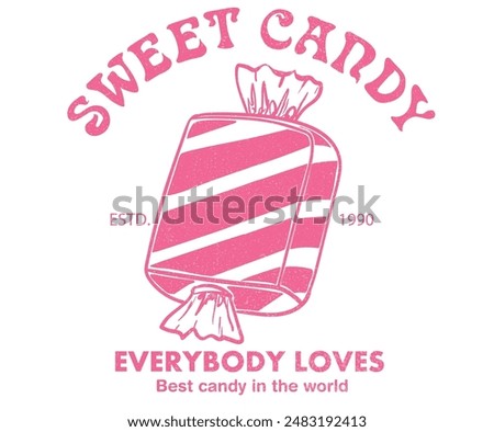 Candy print design for  t shirt print, poster, sticker, background and other uses. Candy clipart, Sweet candy drawing for kid, girl, boy.