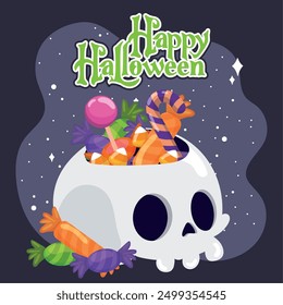 caramelo calabaza Feliz Halloween cartel de Ilustración vectorial