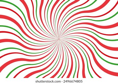 Candy radial background. Texture of New Year's lollipop. Retro style swirl of lines. Funnel of circular rays