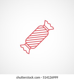 Candy Red Line Icon On White Background