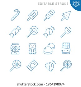 Candy related icons. Editable stroke. Thin vector icon set