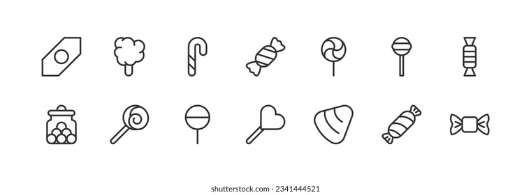 candy related line icons. Vector linear object set. 48x48 Pixel Perfect with editable stroke