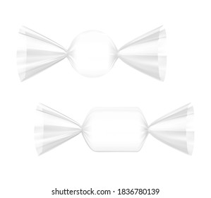 Candy sachet wrap mockup. Vector illustration isolated on white background. Ready for your design. EPS10.	