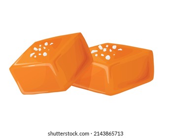 Candy Salted Caramel. Melted Appetizing Caramel Cubes.