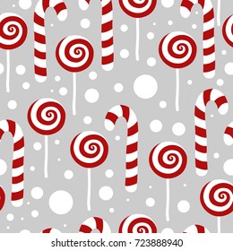 Candy seamless christmas pattern. Vector winter holidays print for textile, wallpaper, fabric.