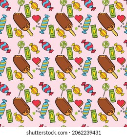 Candy Seamless Pattern Design . Vector Illustration.