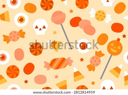 Candy Seamless pattern for Halloween. Candy corn, lollipop and sweets