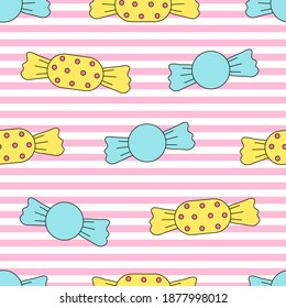 Patrón suave y suave. Antecedentes de las ollas. Dulces. Caramelos coloridos.