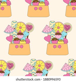 Candy seamless pattern. Lollipops background. Sweets. Colorful candies.