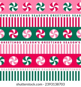 Candy with seamless stripes pattern for Christmas and new year background.