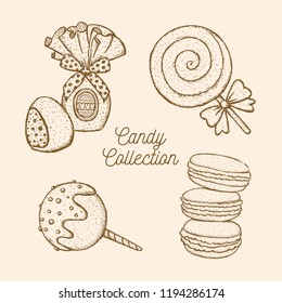 Candy set. Hand drawn in a graphic style. Vector illustration