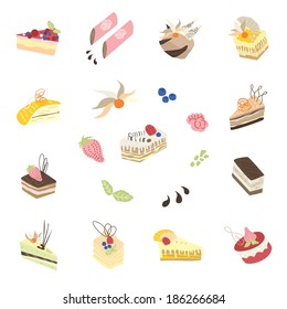 Candy set | Icons of different cakes and pies with cute decoration